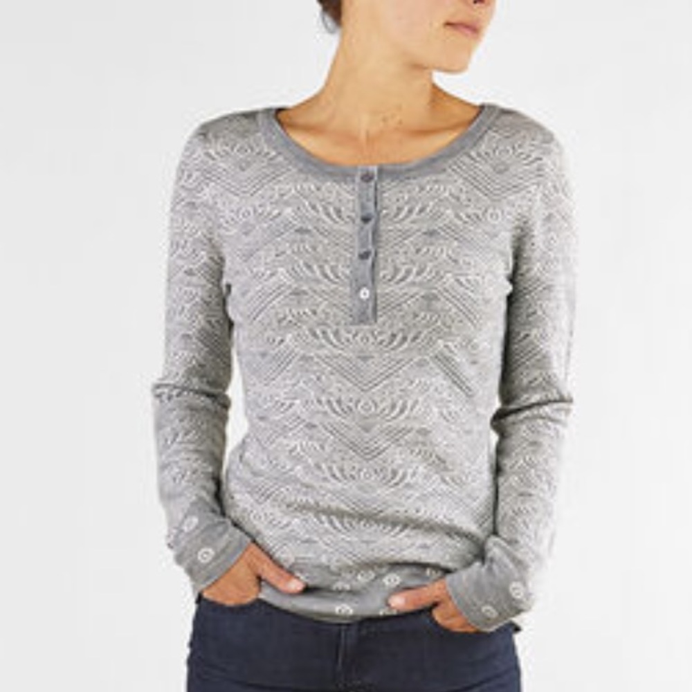 Reykjavik Henley Sweater 100% Merino Wool Large